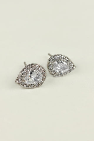 pear shape stud earrings | Simply CZ Stud Earrings - Johny Silver