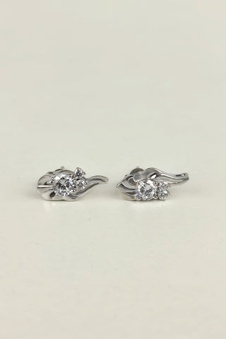 three stone earrings | cz stud earrings - Johny Silver