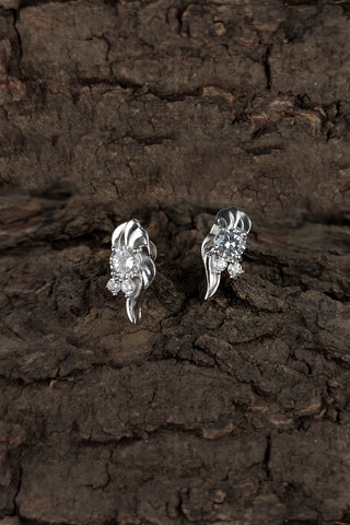 three stone earrings | cz stud earrings - Johny Silver