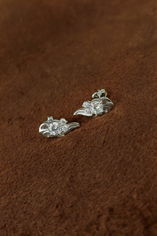 three stone earrings | cz stud earrings - Johny Silver
