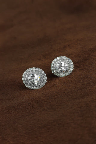 halo stud earrings | oval shape stud earrings - Johny Silver