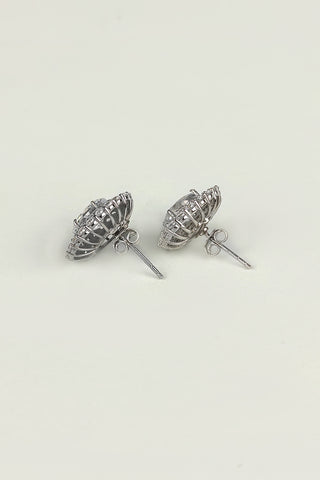 halo stud earrings | oval shape stud earrings - Johny Silver