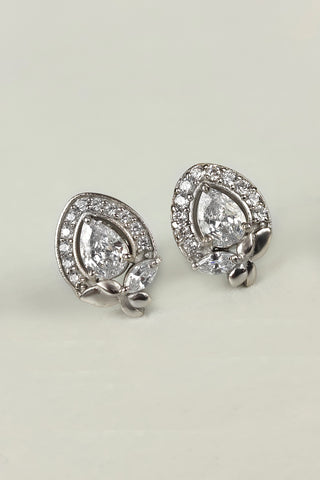 cz flower earring | stud earrings for women - Johny Silver