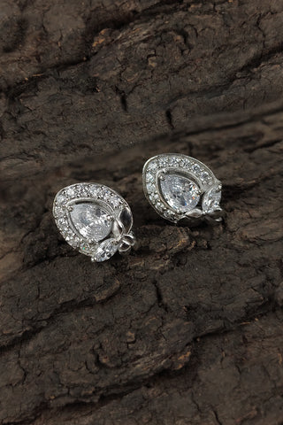 cz flower earring | stud earrings for women - Johny Silver