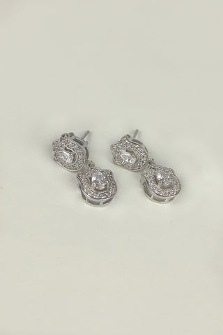 cz silver earrings | dangle stud earrings - Johny Silver