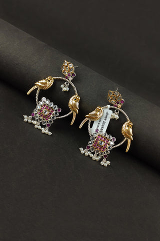peacock chandbali earrings - Johny Silver