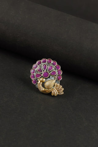 peacock feather ring || peacock ring gold - Johny Silver
