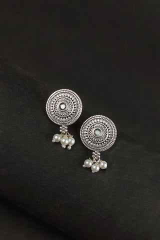 sterling silver circle earrings || mandala earrings silver - Johny Silver