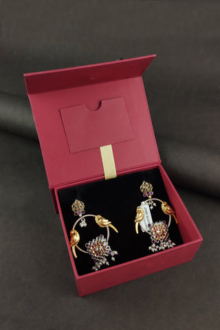 peacock chandbali earrings - Johny Silver