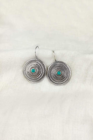 turquoise earrings || silver hook earrings - Johny Silver