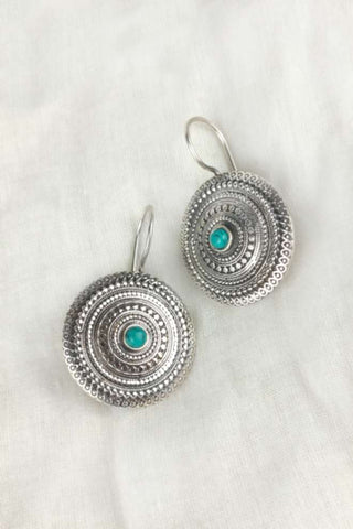 turquoise earrings || silver hook earrings - Johny Silver