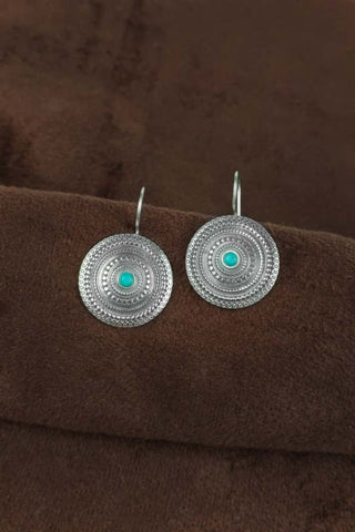 turquoise earrings || silver hook earrings - Johny Silver