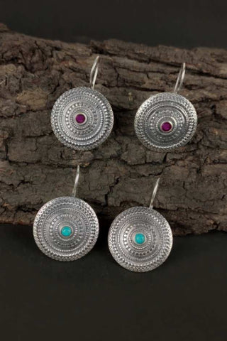 turquoise earrings || silver hook earrings - Johny Silver