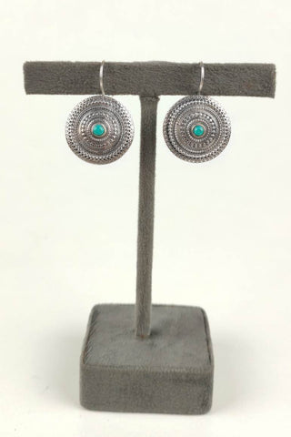 turquoise earrings || silver hook earrings - Johny Silver