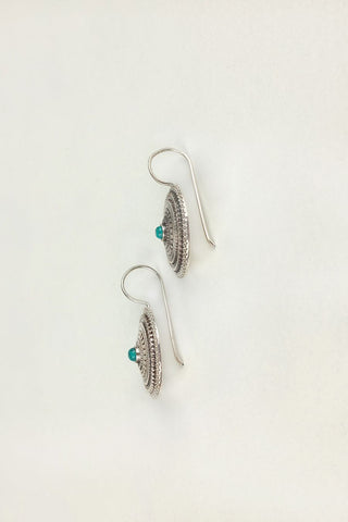 turquoise earrings || silver hook earrings - Johny Silver