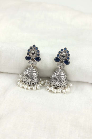 antique silver jhumka earrings - Johny Silver