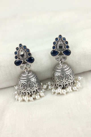 antique silver jhumka earrings - Johny Silver