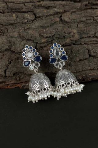 antique silver jhumka earrings - Johny Silver