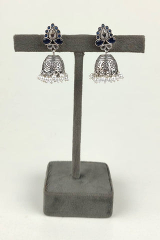 antique silver jhumka earrings - Johny Silver