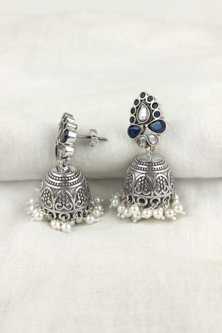 antique silver jhumka earrings - Johny Silver