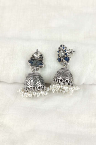 antique silver jhumka earrings - Johny Silver