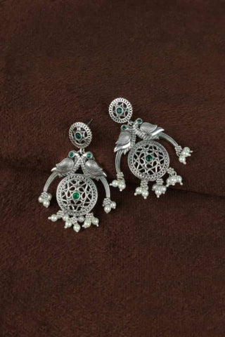 peacock green colour earrings - Johny Silver