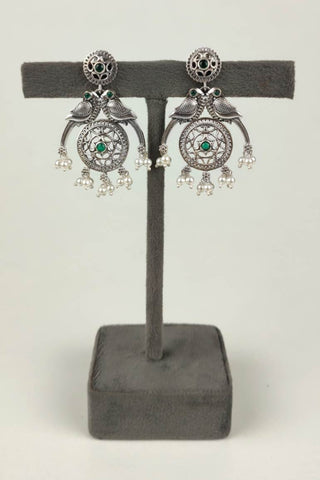 peacock green colour earrings - Johny Silver
