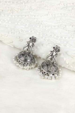 oxidised silver jhumka earrings - Johny Silver