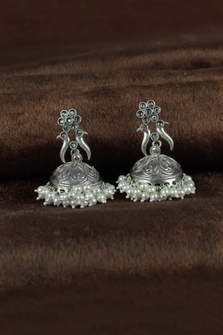 oxidised silver jhumka earrings - Johny Silver