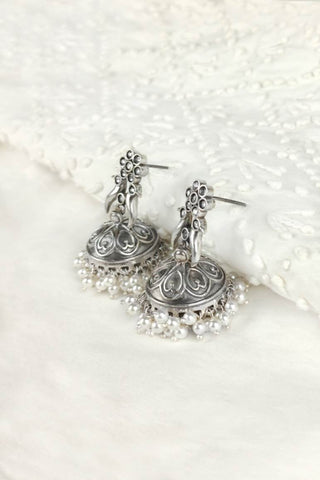 oxidised silver jhumka earrings - Johny Silver