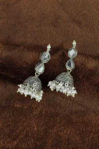 long silver jhumka earrings - Johny Silver