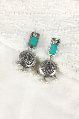silver earrings with turquoise stones - Johny Silver