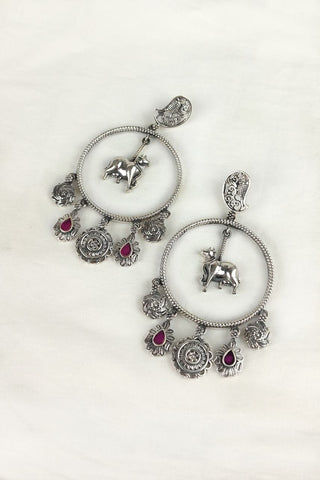 oxidised silver chandbali || big chandbali earrings - Johny Silver