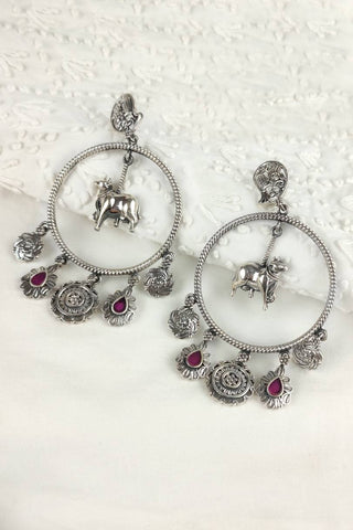 oxidised silver chandbali || big chandbali earrings - Johny Silver