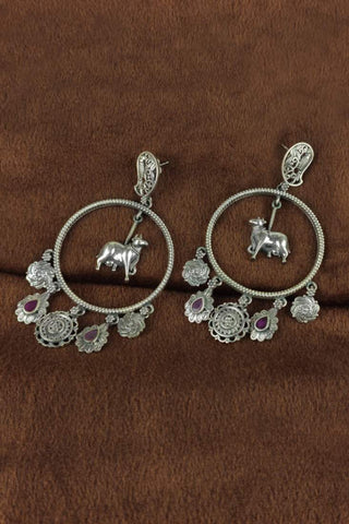 oxidised silver chandbali || big chandbali earrings - Johny Silver