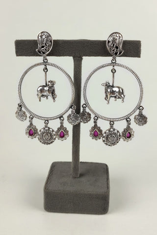 oxidised silver chandbali || big chandbali earrings - Johny Silver