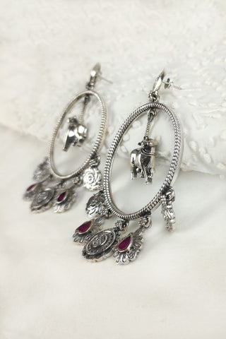 oxidised silver chandbali || big chandbali earrings - Johny Silver
