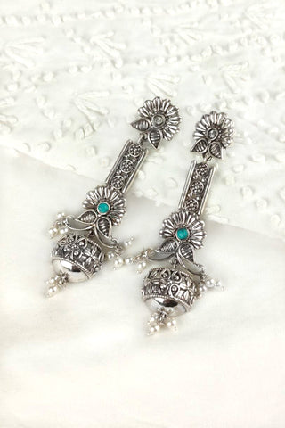 handmade long earrings || turquoise long earrings - Johny Silver
