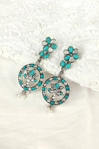 ethnic dangle earrings || flower design earrings - Johny Silver