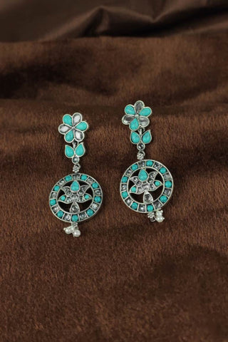 ethnic dangle earrings || flower design earrings - Johny Silver