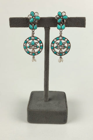 ethnic dangle earrings || flower design earrings - Johny Silver