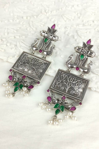 johny silver || traditional oxidised earrings - Johny Silver