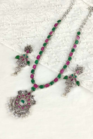 peacock necklace and earring set || mayur design necklace - Johny Silver