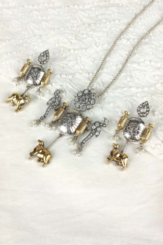 nandi pendant || fancy silver pendant set - Johny Silver