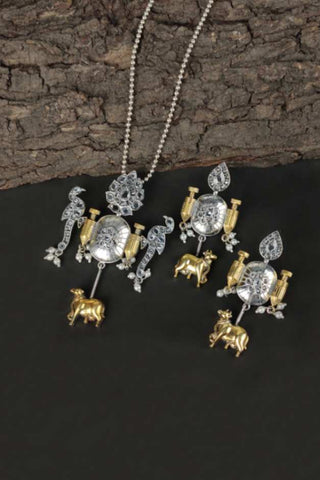 nandi pendant || fancy silver pendant set - Johny Silver