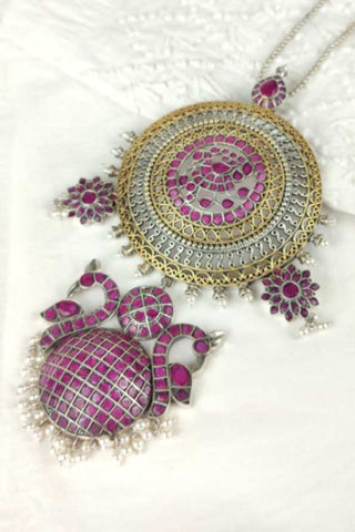 peacock design gold pendant set - Johny Silver