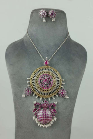 peacock design gold pendant set - Johny Silver