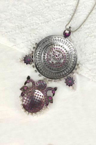 peacock design gold pendant set - Johny Silver