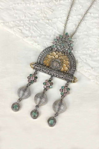 pendant jewellery set || antique locket necklace - Johny Silver