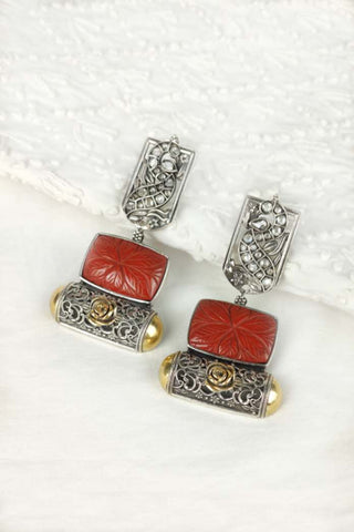 peacock design pendant || coral stone pendant - Johny Silver